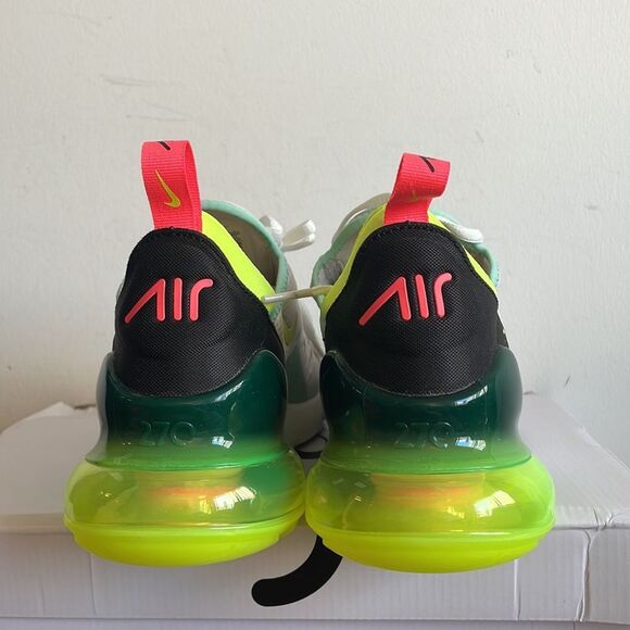 Nike Air Max 270 White and Neon Sneakers - Picture 8 of 15